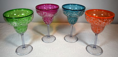 Vibrantly Colored Plastic Crackle Margarita Glasses – Green, Pink, Blue, Orange