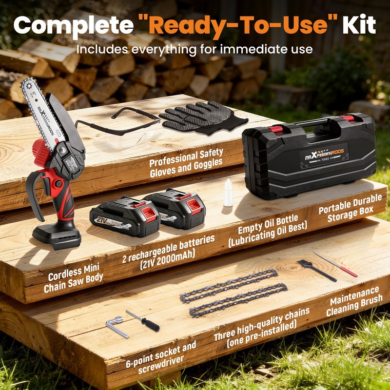 Electric Cordless for Mini Chainsaw 21V 3 Chains Wood Cutting Garden Tool gallery