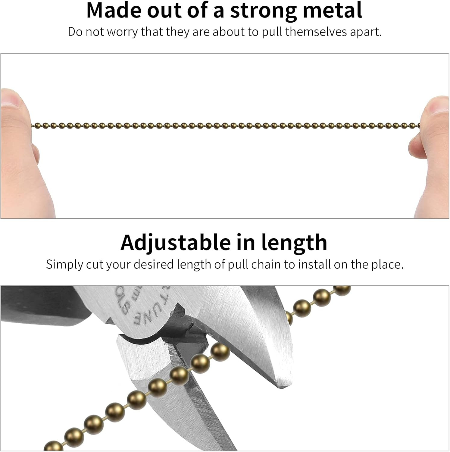 Ceiling Fan Pull Chain Extension Bronze 59 Inch Beaded Chain with 6 Connectors gallery