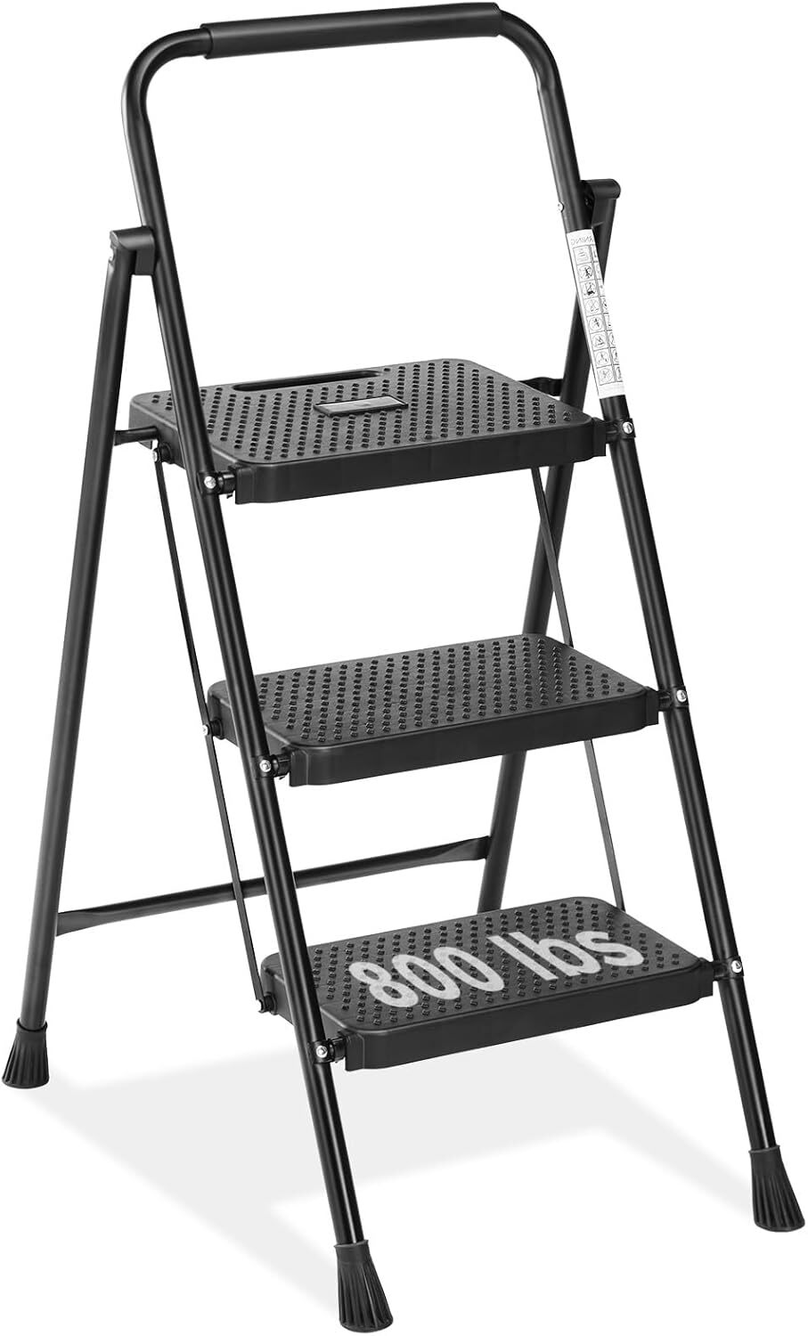 Outside 3 Step 800lbs Heavy Duty Ladder Folding Stool with Wide Anti-Slip Pedal gallery