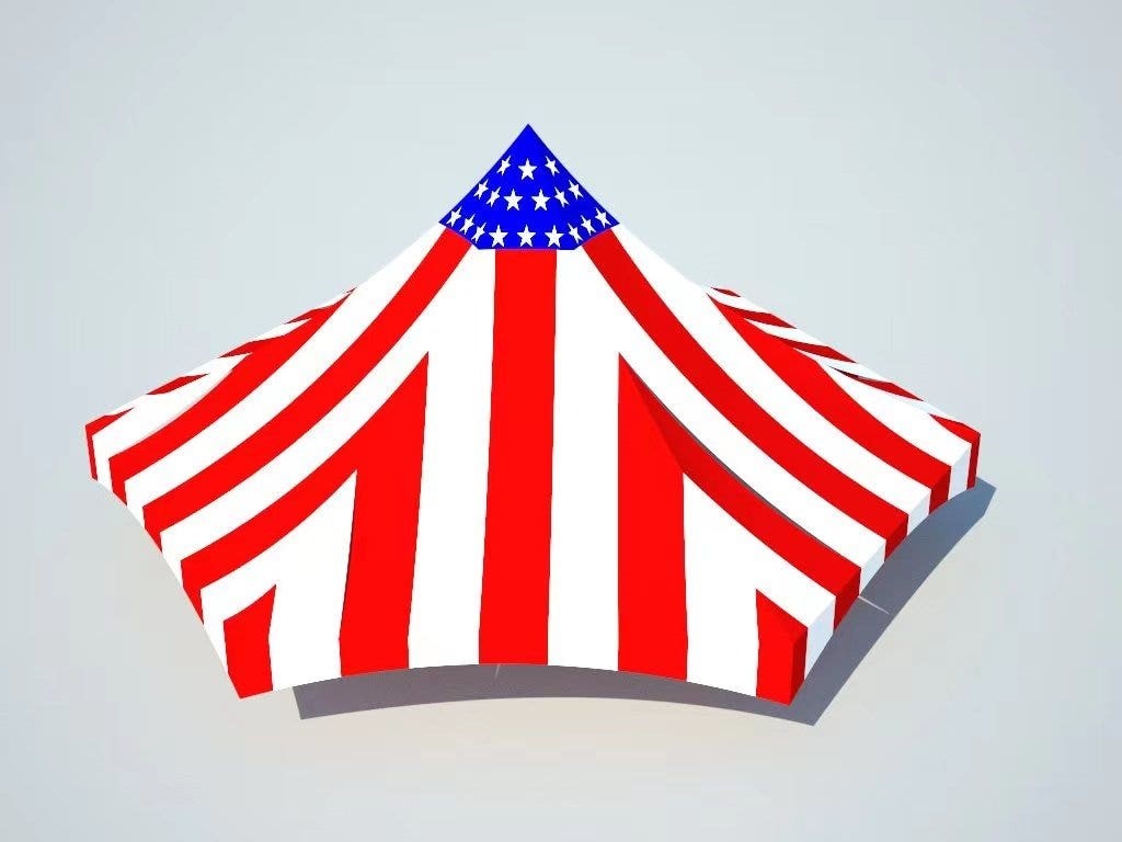 40ft Replacement Canopy Top Red White Blue Cover For Hexagon High Peak Tent Used gallery