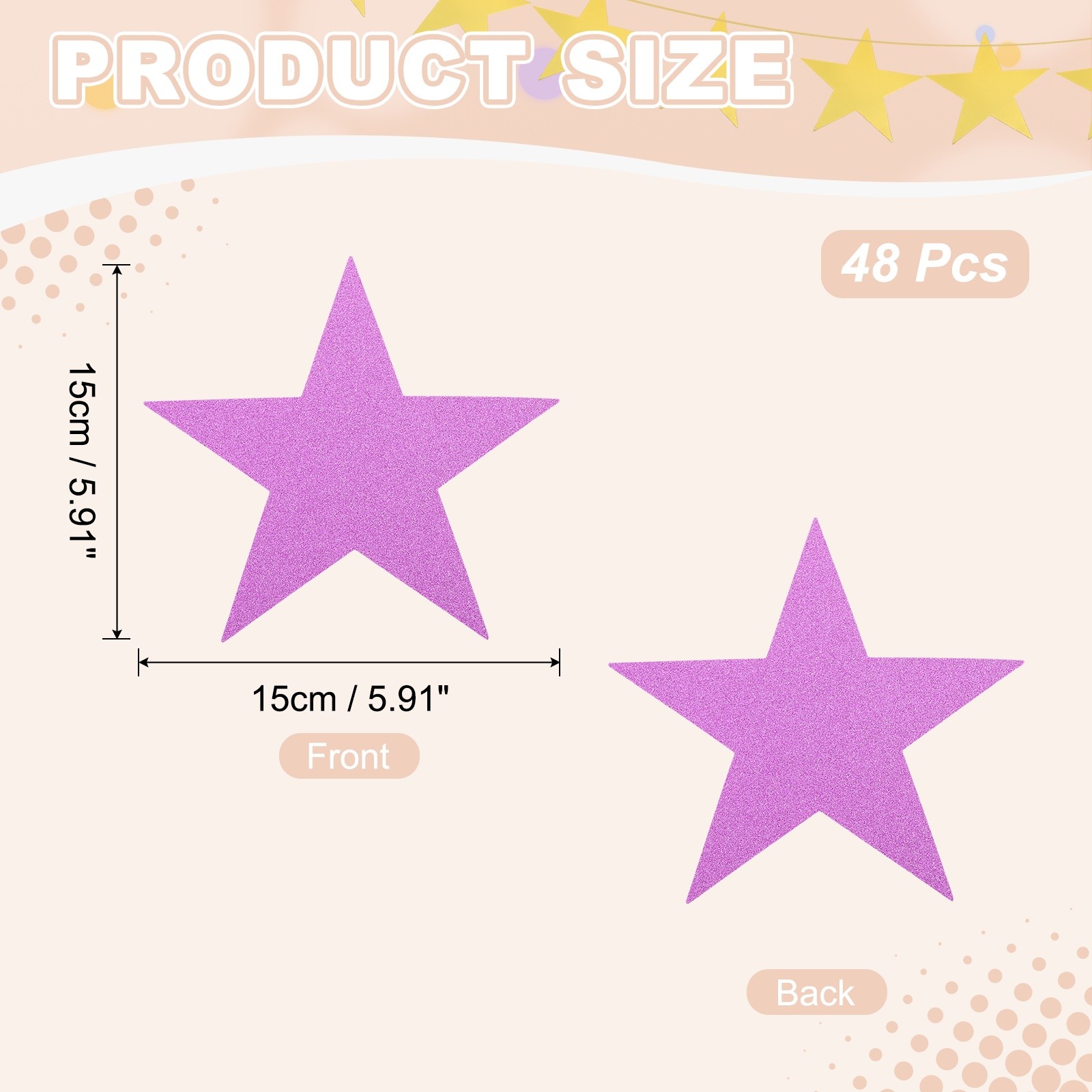48 Pcs Glitter Star Cutouts, 6 Inch Paper Star Confetti Shiny, Pink gallery