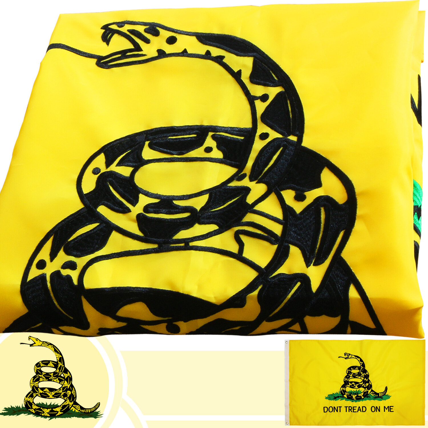 Anley Everstrong 3x5 ft Embroidered Don't Tread On Me Flag - Gadsden Flags gallery