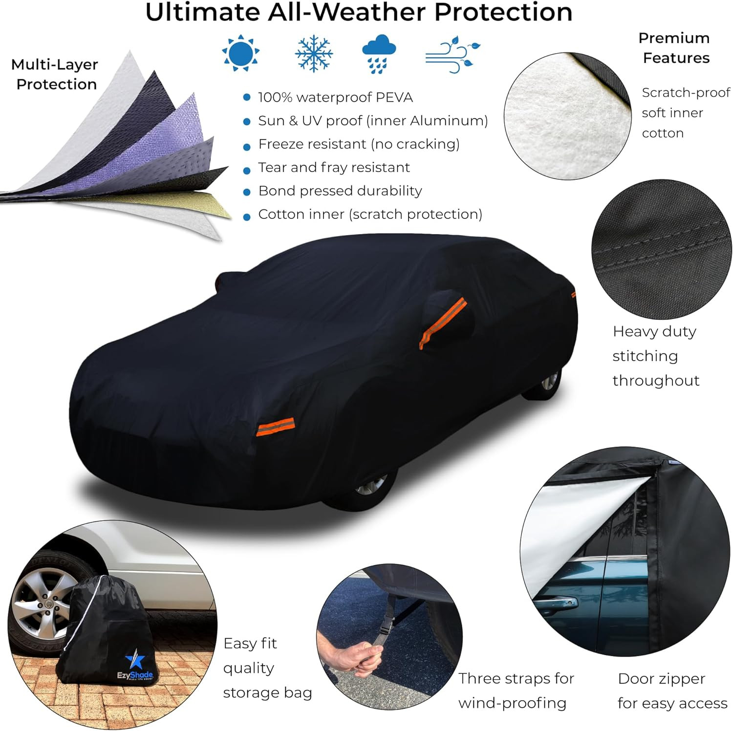 10-Layer Car Cover Waterproof All Weather. See Vehicle Size-Chart for Accurate F gallery