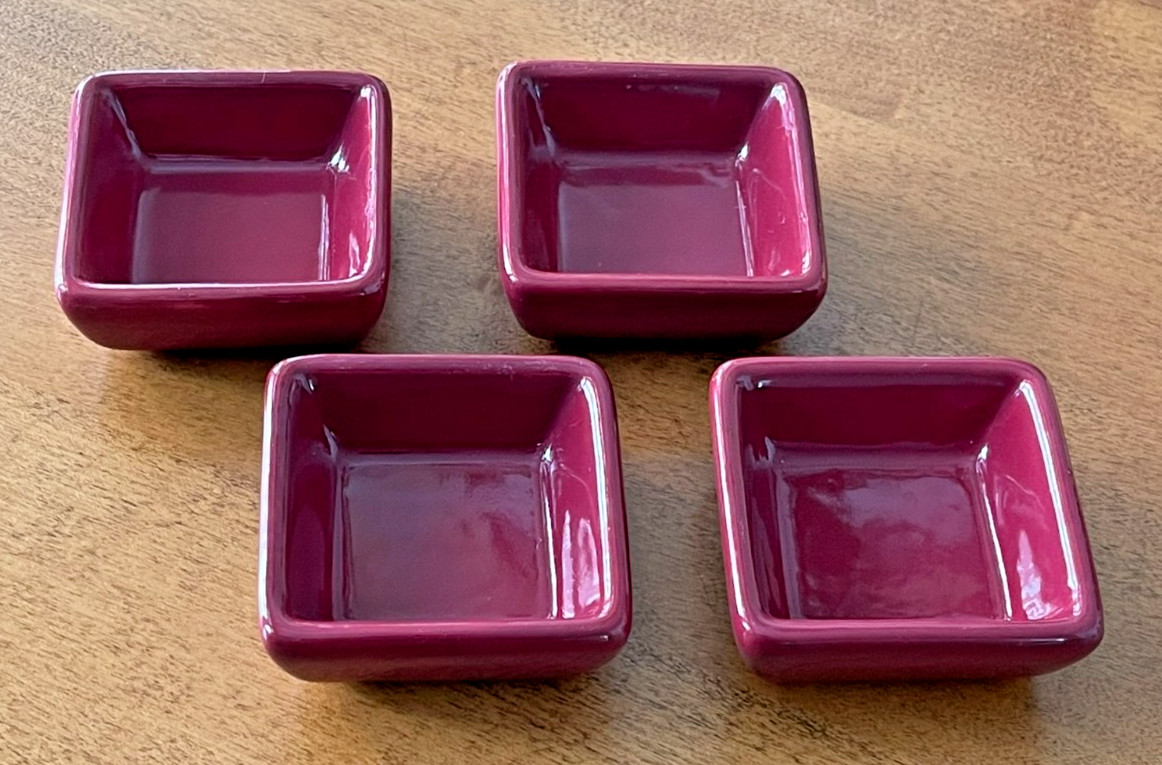 Pampered Chef Simple Additions Petite Squares Cranberry Dip Bowls 0708C Set of 4 gallery