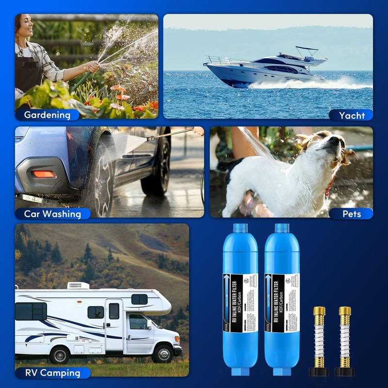 RV Inline Marine Water Filter, Reduces Chlorine, Bad Taste&Odor for RVs,NSF C... gallery