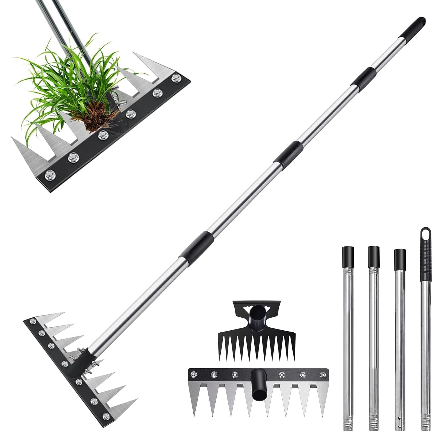 Weed Puller Tool with Long Handle, 60" Manual Weeder Remover Tool, 2 sliver gallery