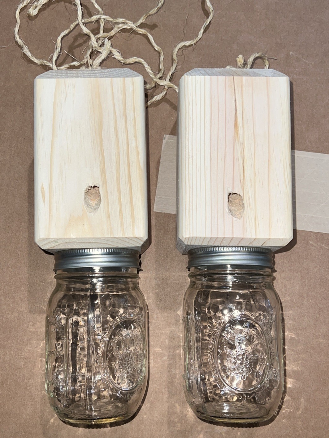 2 LARGE Hand Made carpenter bee traps Mason Jars 16oz . Ready To Hang Bee-Bore gallery