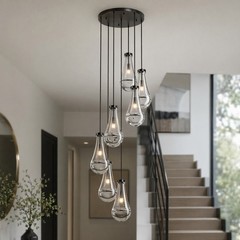 7-Light Raindrop Pendant LED Light Chandelier Kitchen Living Room Black Fixture