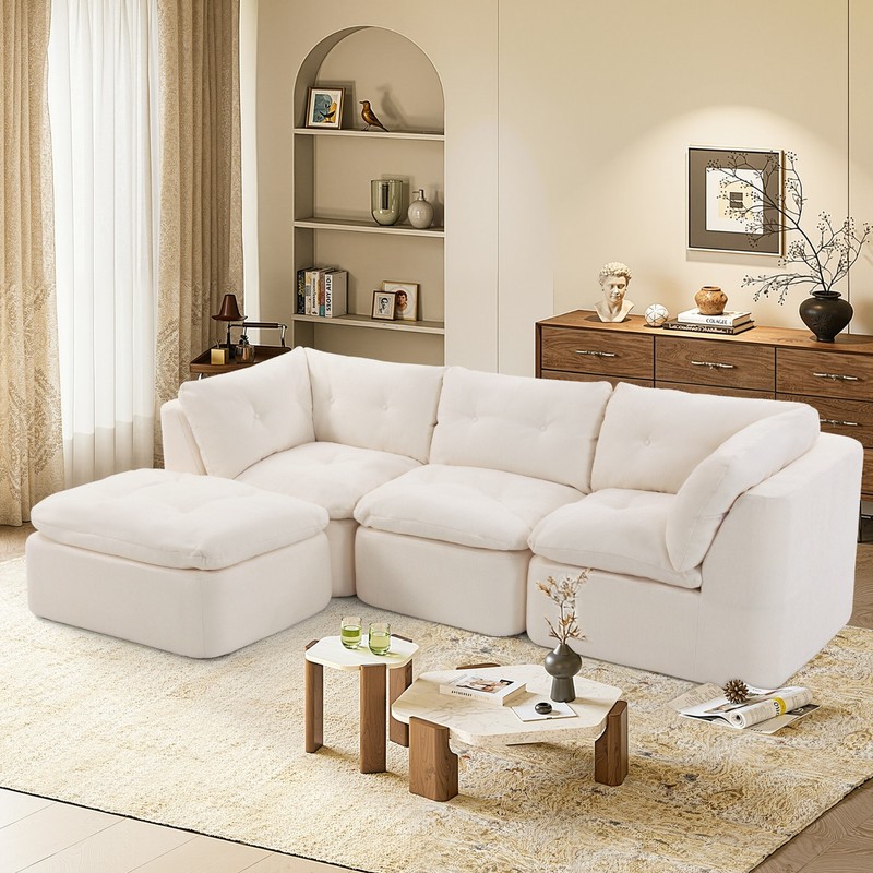 Modular Sectional Sofa Modern L-Shaped Sofa 4-Seater Cloud Couch for Living Room gallery