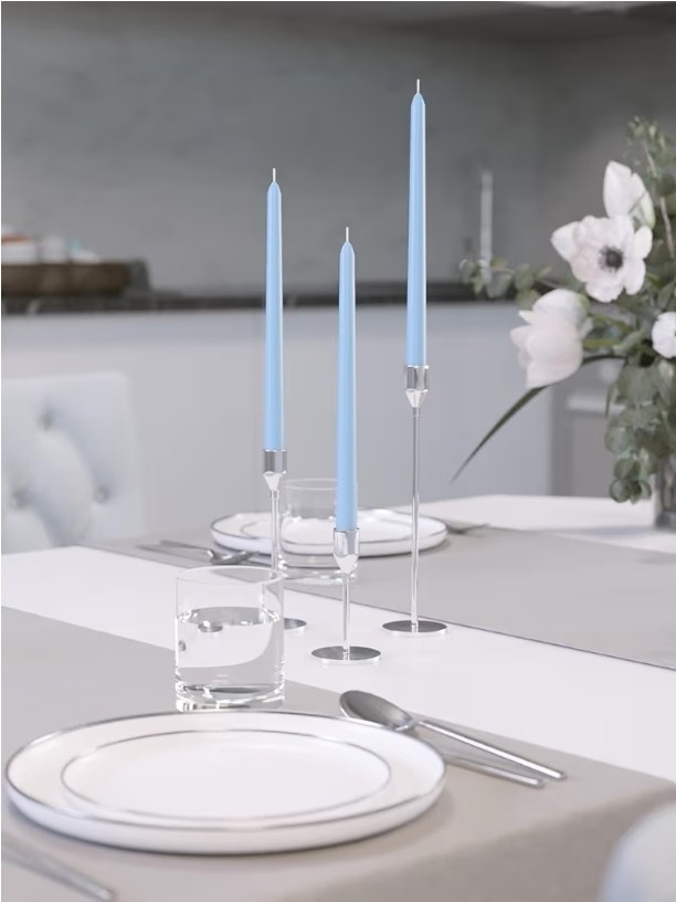 Light Blue 10 inch Taper Candles Set of 12 - Unscented Smokeless Dripless Tal... gallery