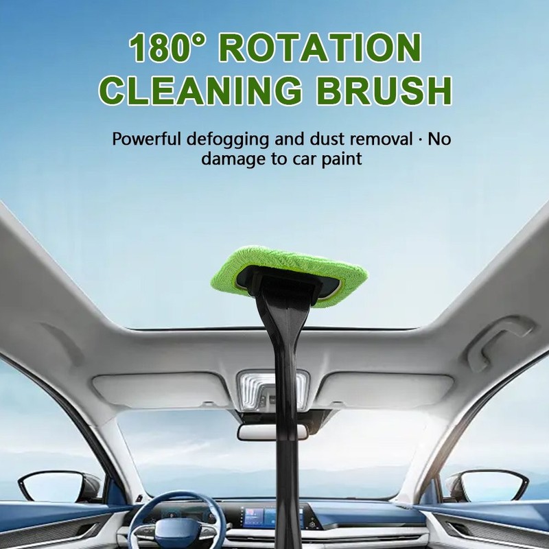 CAR WINDOW CLEANER WINDSHIELD CLEANING WAND TOOL ROTABLE HEAD W/ 5 REUSABLE PADS gallery