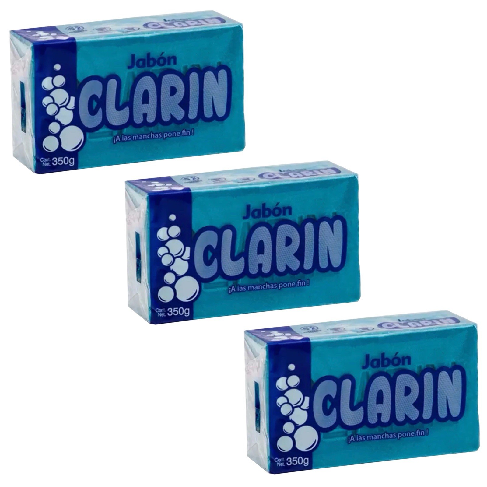 3X CLARIN Azul para Manchas Difíciles 🇲🇽 Bar Laundry Soap, 350g, 3 Pack gallery