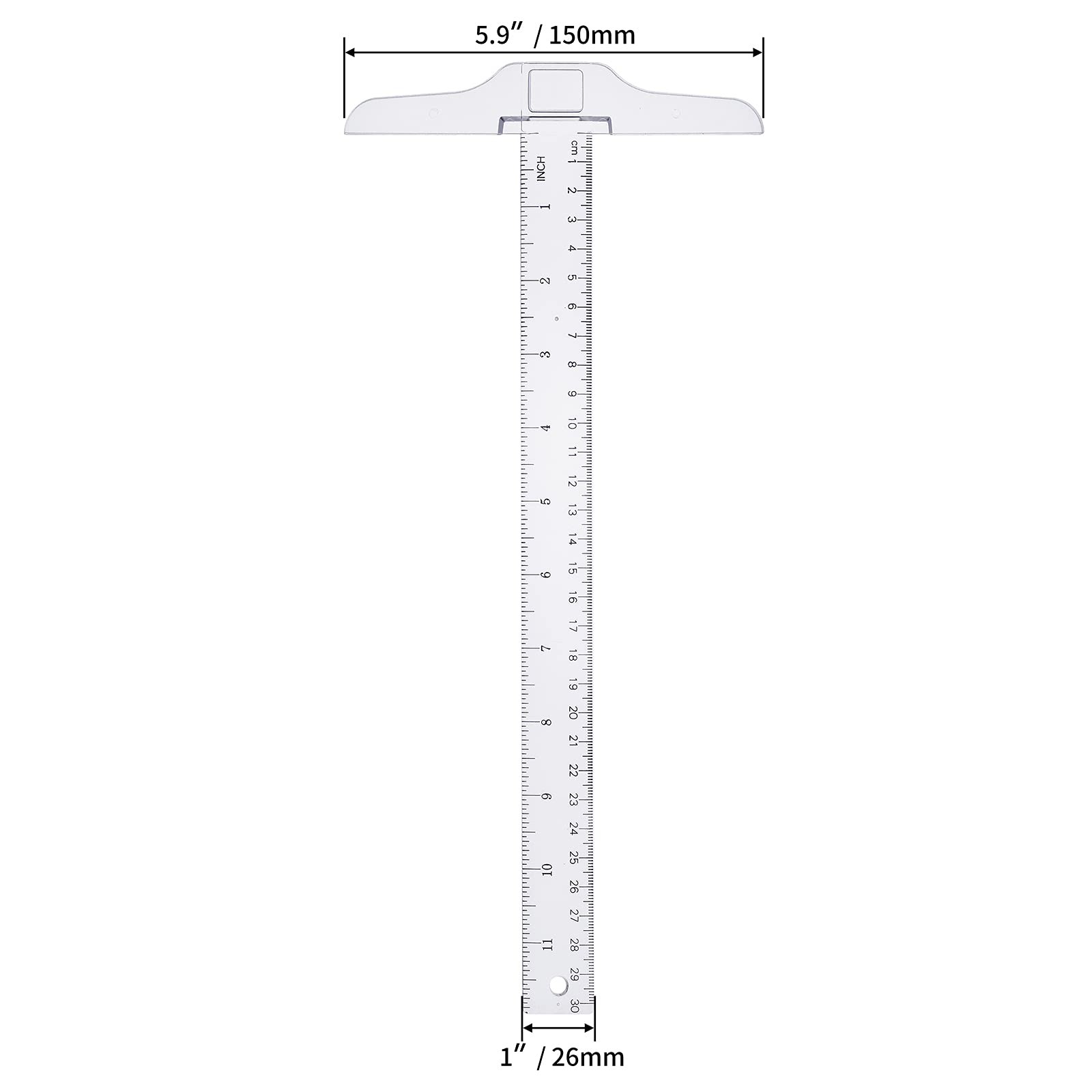 12 Inch T Square Ruler Clear Plastic Dual Scale CM Drafting Tool Measure Pro gallery
