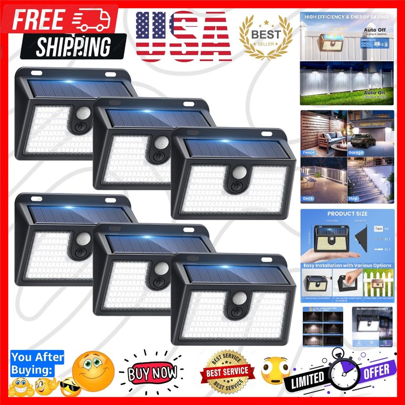 6 Pack Solar Motion Sensor Lights - 800 Lumen Outdoor Security Bright Lights gallery
