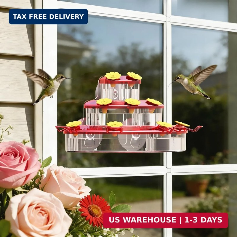 Birdream Hummingbird Feeders for Window, 2 Pack-18oz Suction Cup Hummingbird Fee gallery