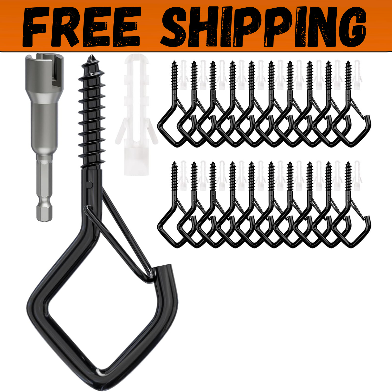 20 PCS Screw Hooks with Safety Buckle, Heavy Duty Ceiling Hooks for Hanging Outd gallery