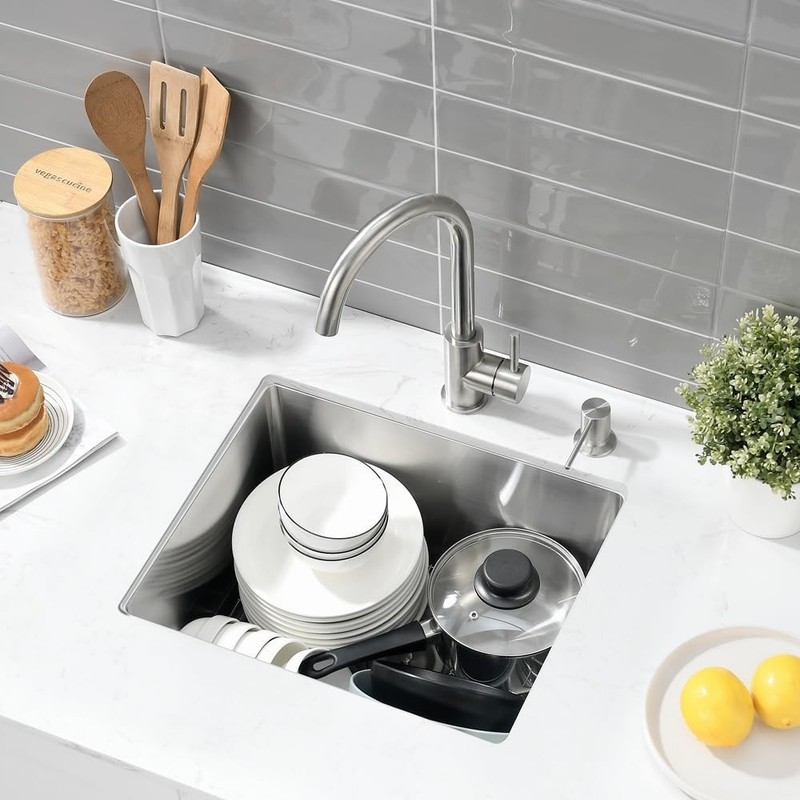 Single Bowl Stainless Steel Undermount Kitchen Sink 18"x15"x10" gallery