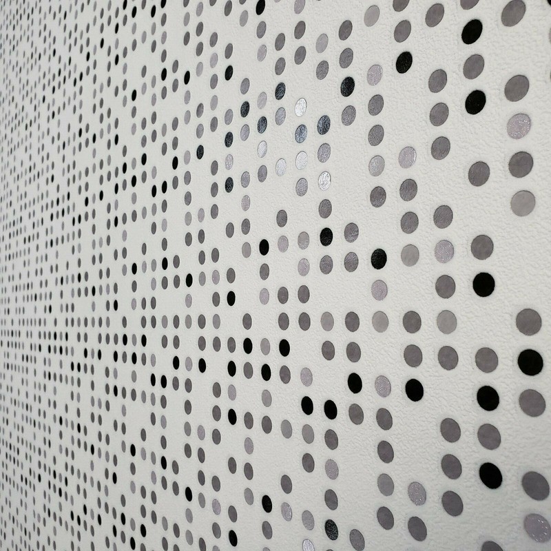 White black Gray silver metallic Wallpaper Polka dot textured wallcoverings roll gallery