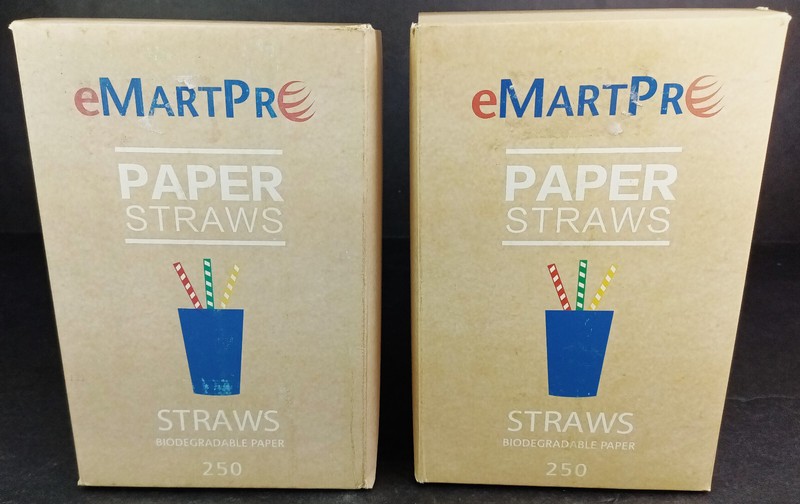 Paper Straws 500 Pcs Biodegradable Compostable FDA Approved Colorful Stripes gallery