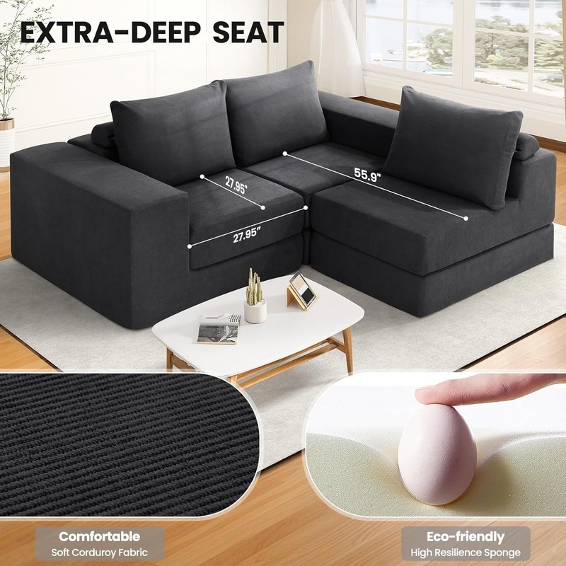 🎁Versatile Sleeper Sofa Bed Convertible Loveseat Sofa Couch Large Loveaseat 🎁 gallery