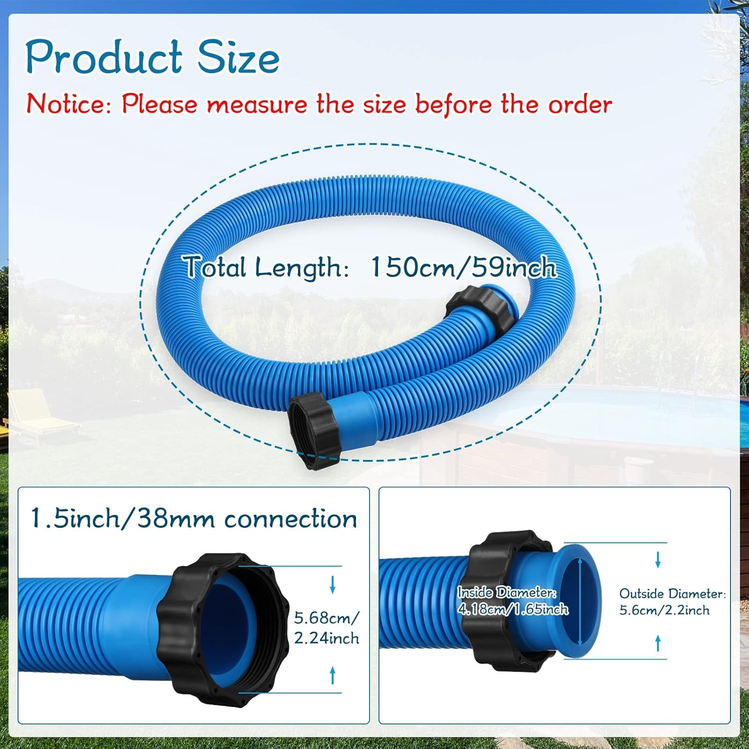 eBoot 2 Pcs 29060e Above Ground Pool Hoses 1.5" Diameter 59" Long Swimming Pool gallery