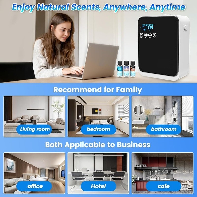 Waterless Essential Oil Diffuser Smart App Control Aromatherapy Timer 1000 Sq Ft gallery