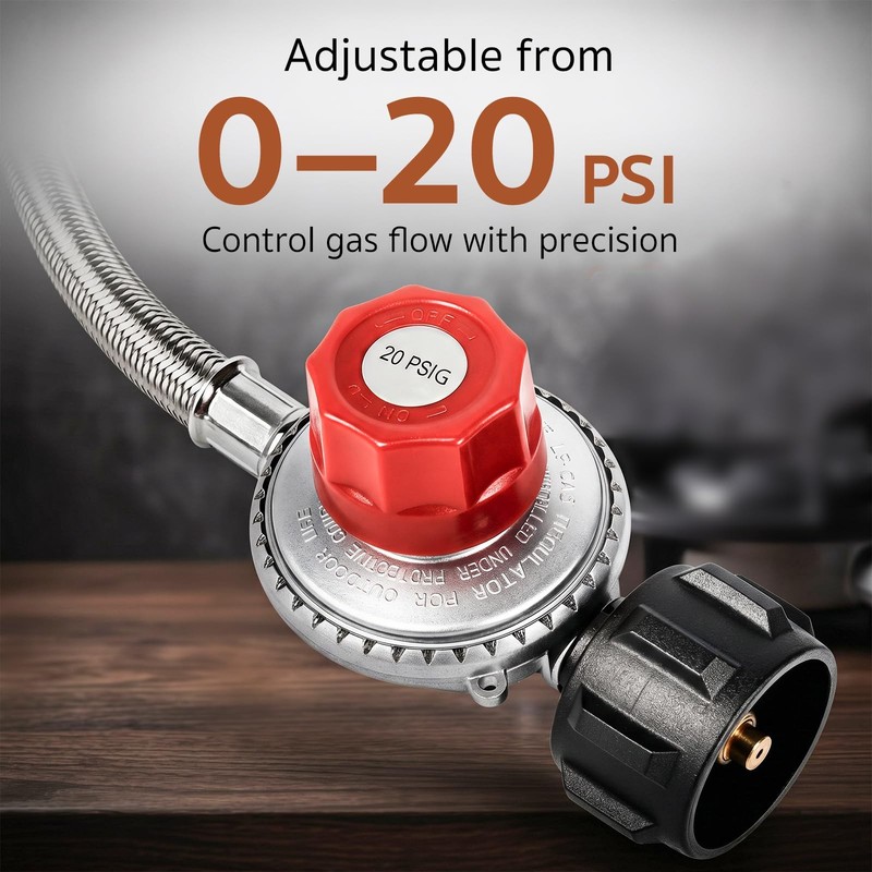 5FT High Pressure Adjustable Propane Regulator for Grill, Smoker, Turkey Fryer gallery