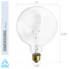 2 Pack 150G40/CL Globe Clear Bulb 120V 150W G40 Medium E26 Regular Base Dimmable gallery