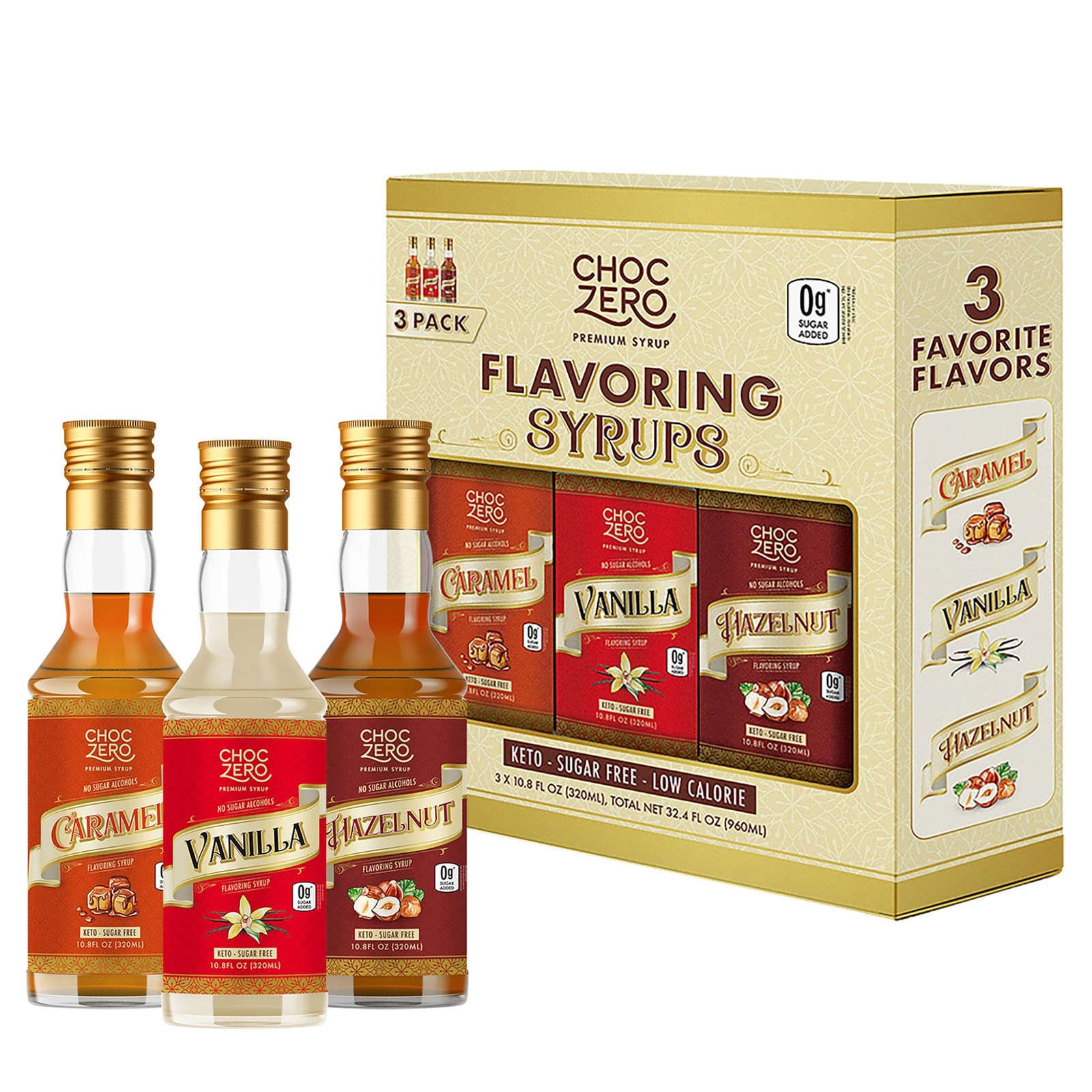 Sugar Free Coffee Syrup Variety Pack– Caramel, Vanilla & Hazelnut | Keto, Low Ca gallery