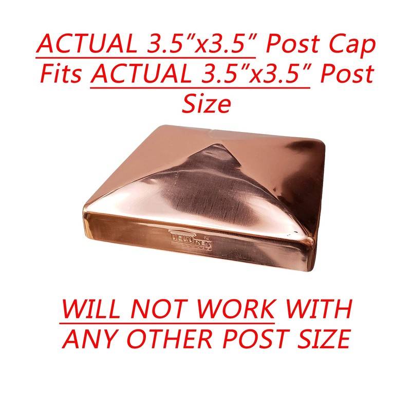 3.5" x 3.5" Solid Copper Pyramid Post Cap for True/Actual 3.5" x 3.5" Wood Po... gallery