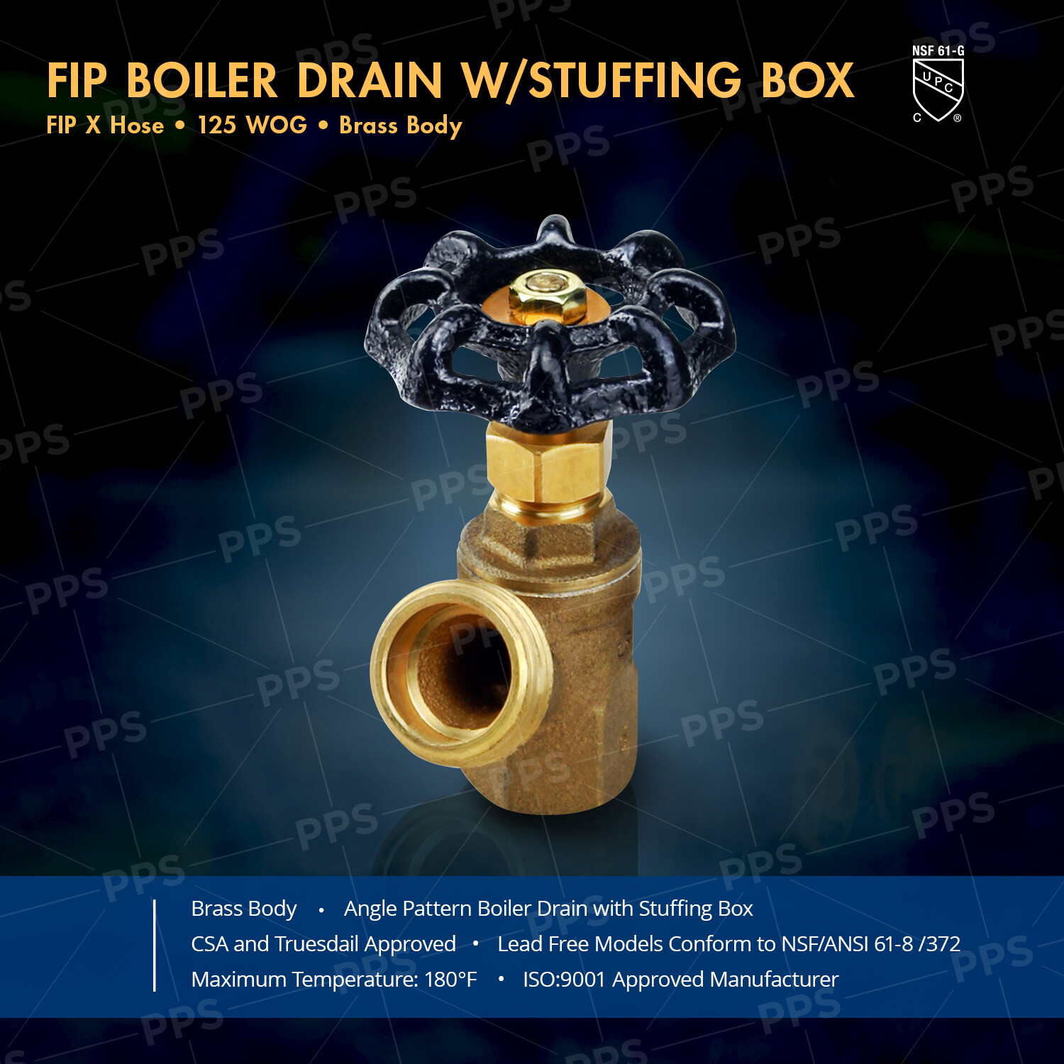 Midline Valve Boiler Drain Valve with Stuffing Box 1/2"in FIP x 3/4"in MHT Brass gallery