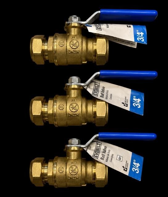 Everbilt 3/4 in. Brass Compression Full Port Ball Valve 107-024EB LOT OF 3 gallery