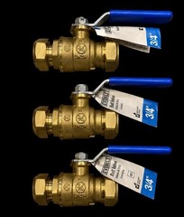 Everbilt 3/4 in. Brass Compression Full Port Ball Valve 107-024EB LOT OF 3