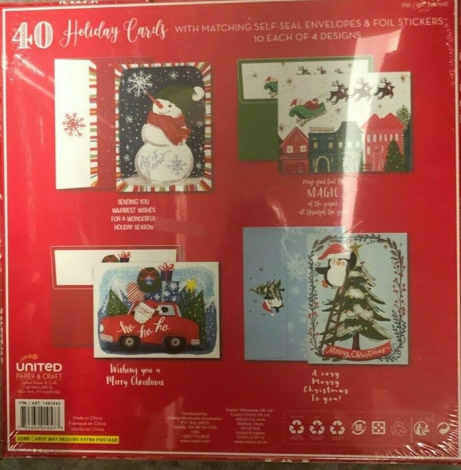40 Traditional Festive Holiday Cards with Matching Self Sealing Envelopes gallery