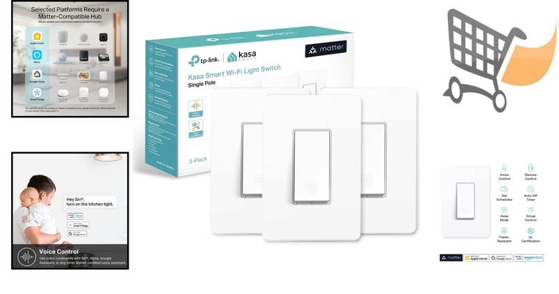 Smart Light Switch Matter Certified 3 Pack Voice App Control Wi-Fi gallery