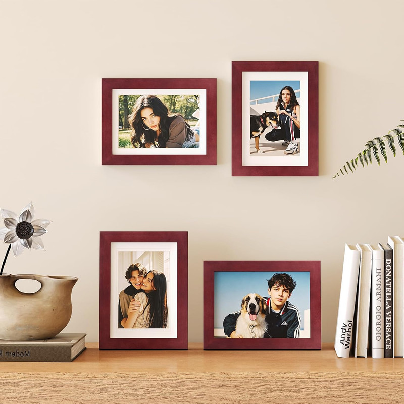 5x7 Picture Frames 4 Pack Covered by Plexiglass for Picture 4x6 with Mat or 5x7 gallery