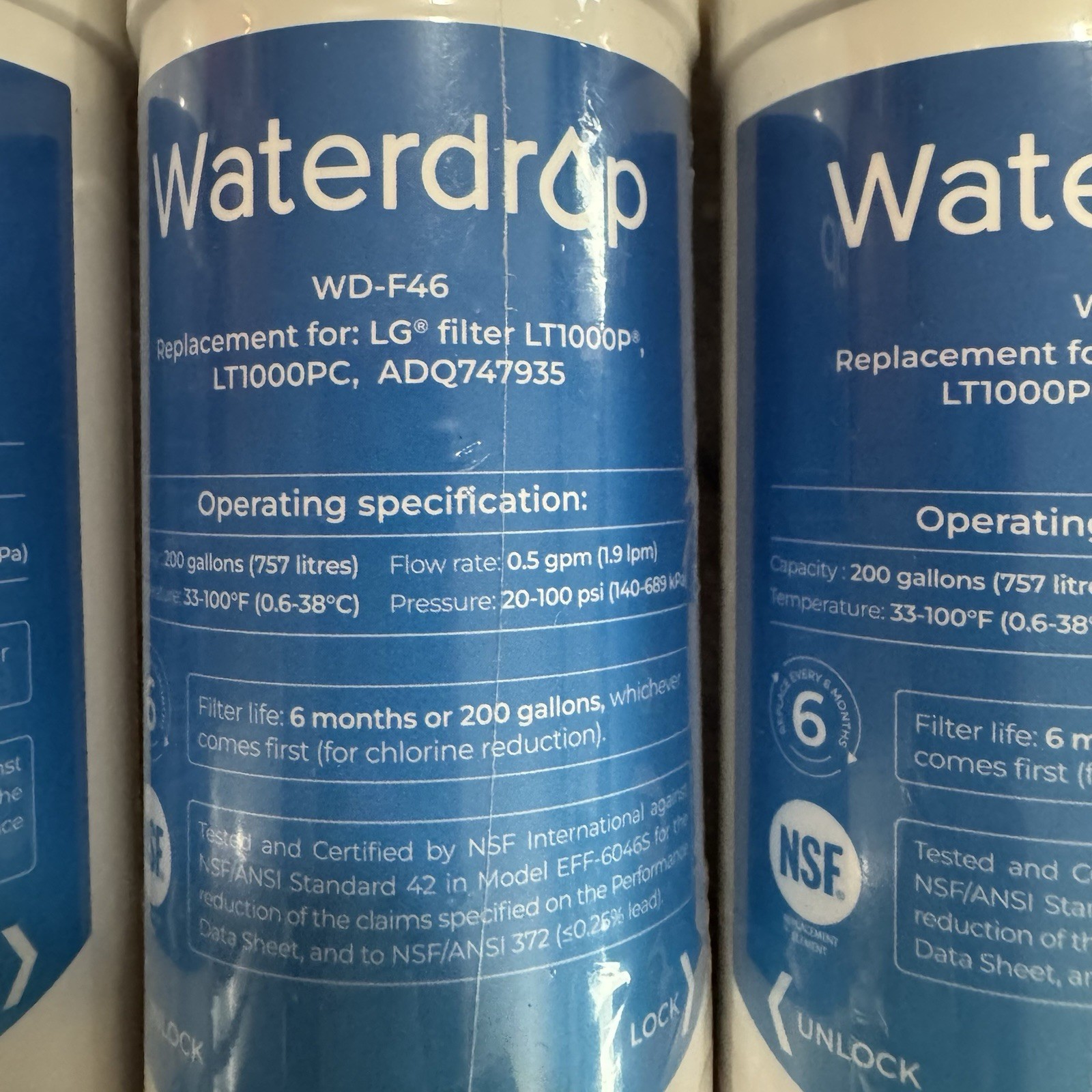 Waterdrop WD-F46 Water Filter Replacement For LG LT1000P LT1000PC New E42 gallery