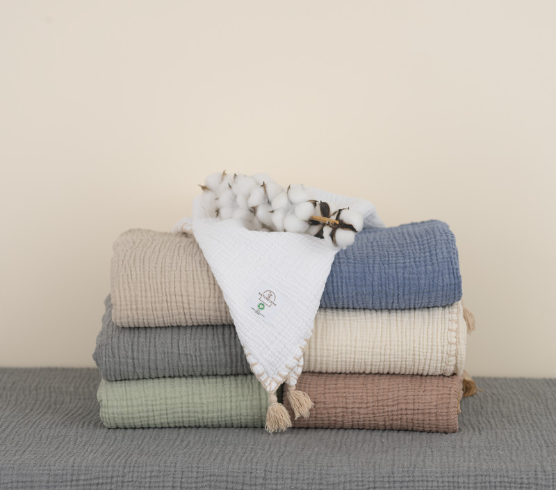 100% Soft 4 Layer Gauze Blanket, Cotton Muslin Bedcover, Boho Throw Blanket gallery