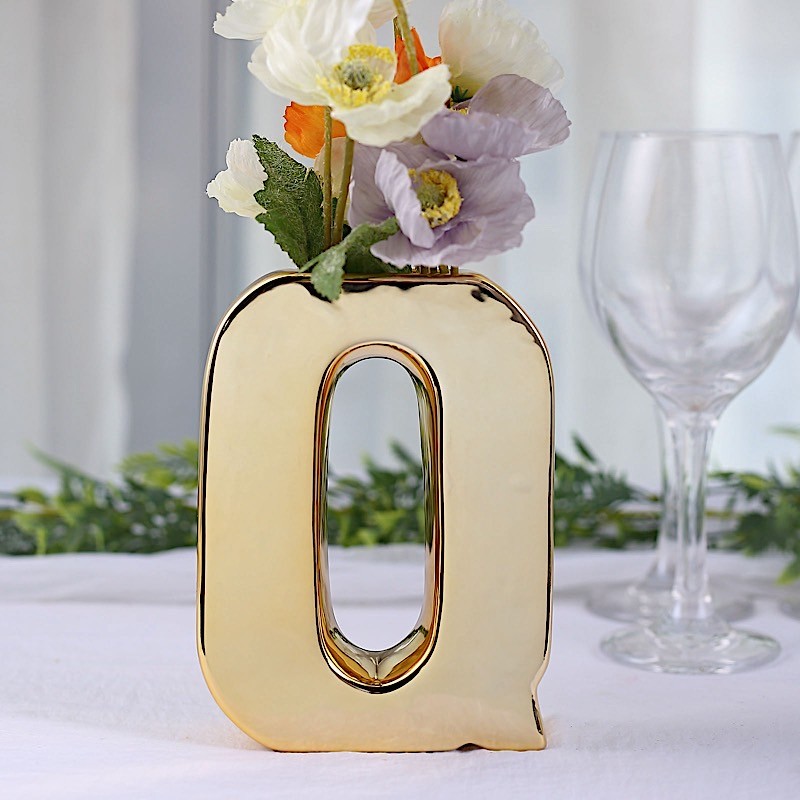 GOLD 6" Ceramic Q Symbol Flower VASE Table Centerpiece Party Events Decorations gallery