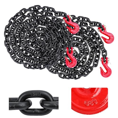 2 Pack G80 Transport Binder Chain 5/16" × 15 feet with 5/16 Inch × 15 FT Black gallery