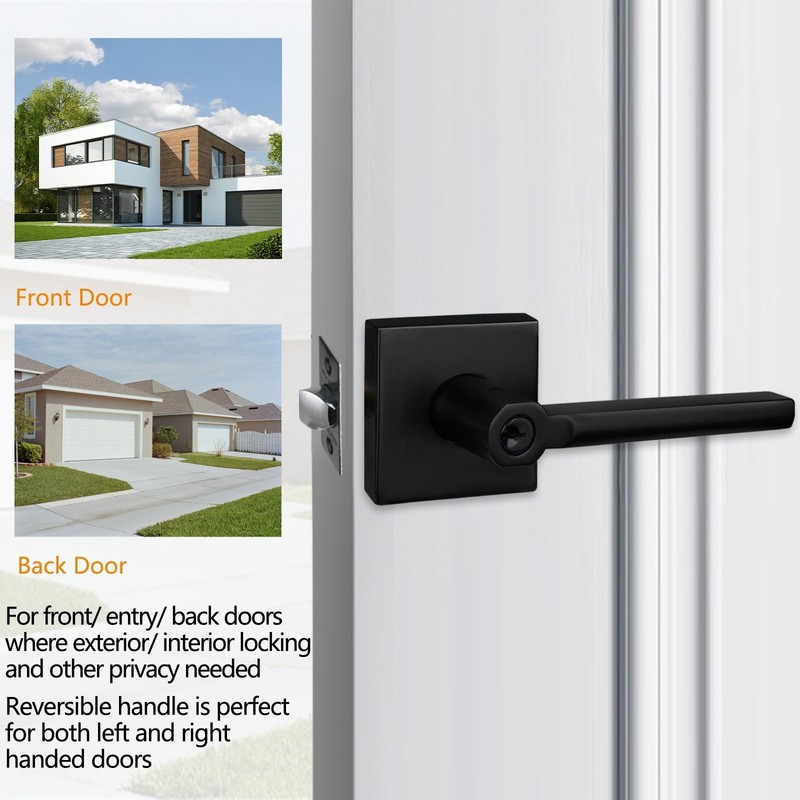 Keyed Entry Lever Lock Matte Black, Exterior Door Handle HD1601-DB-ET-1P gallery
