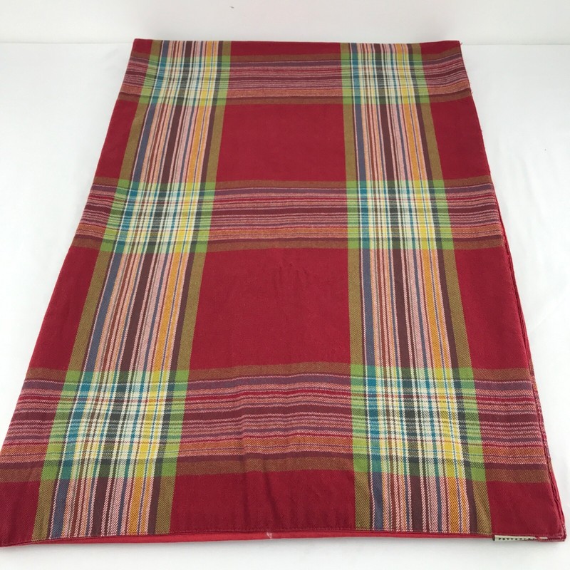 Pottery Barn Red Plaid Table Runner 17 x 102 inches 100% Cotton ~ Lined gallery