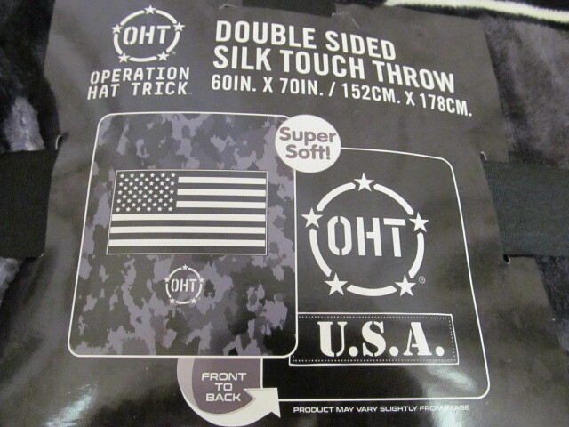 OHT Operation Hat Trick Double Sided Silk Touch Throw, 60" x 70", Black gallery