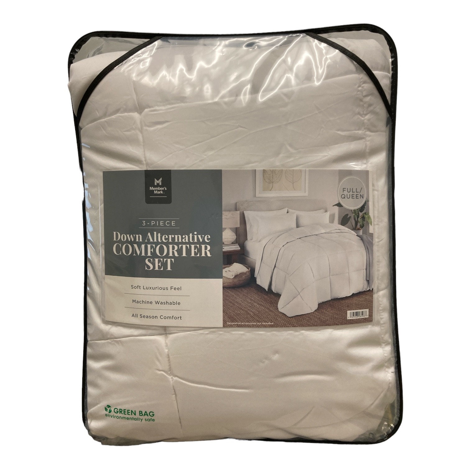 Member's Mark 100% Polyester Down Alternative Comforter Set, White, Full/Queen gallery