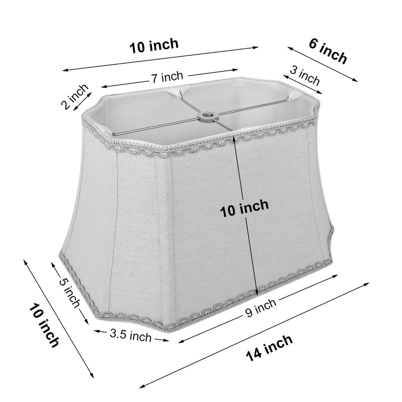 Linen Natural Rectangle Inverted Cut Corner Lampshade with Matching Braid Trim gallery