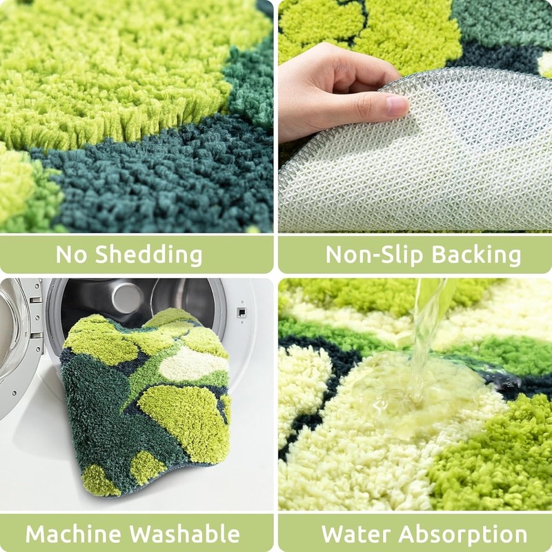 Boho Leaf Bath Mat - Non Slip - Water Absorbent - 32x20 Inch gallery