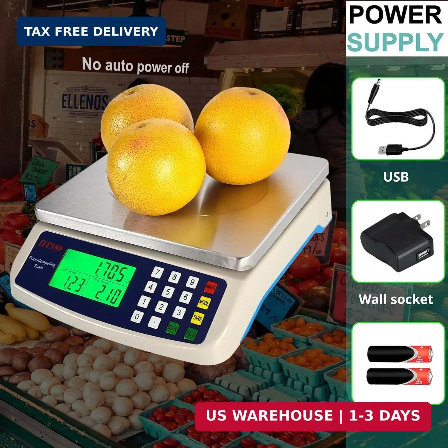 Eosphorus Commercial Weight-Price Scale 88lb (40kg / 1g), Professional Market Sc gallery