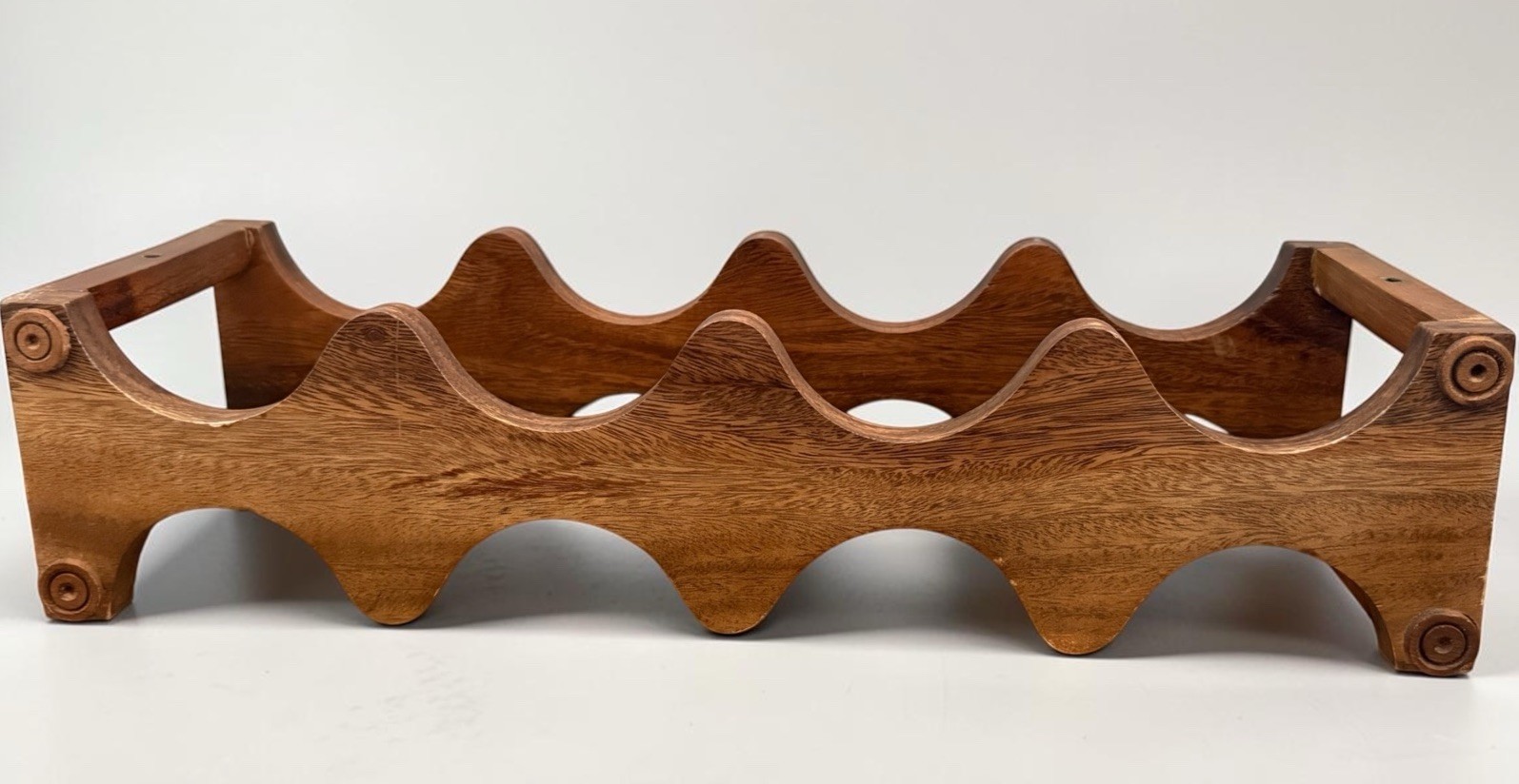 Teak Wood Stacking Wine Rack 4 Bottle Holder Shelf Vintage MCM Danish 19.25”L gallery