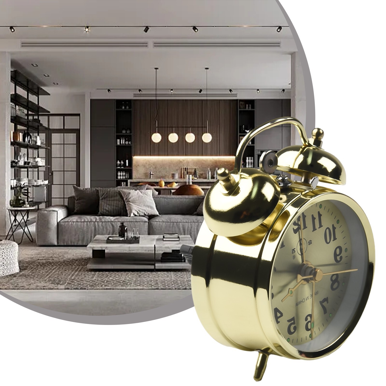 Horseshoe Mechanical Gold Alarm Clock-Manual Wind Up Vintage Metal Clock Cute gallery
